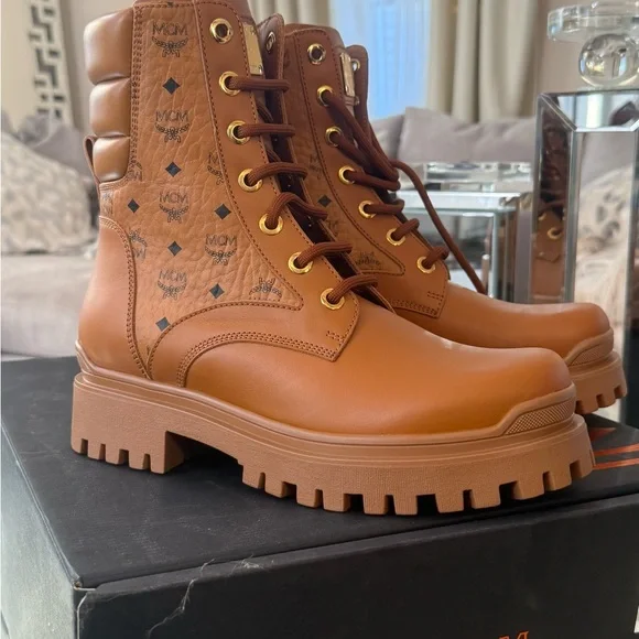 MCM Tan Leather Lace-Up Boots MCM | Shoes | Nib Mcm Calf Leather Boots | Poshmark main image 2